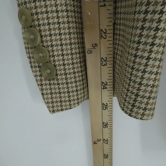 Lauren Ralph Lauren Sport Coat Mens 40R Tan Houndstooth Blazer Silk Business